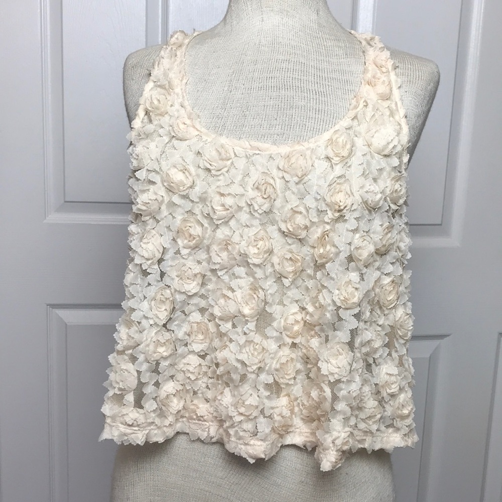 Forever 21 Exclusive 3-D Rose Delicate Lace Tank Top